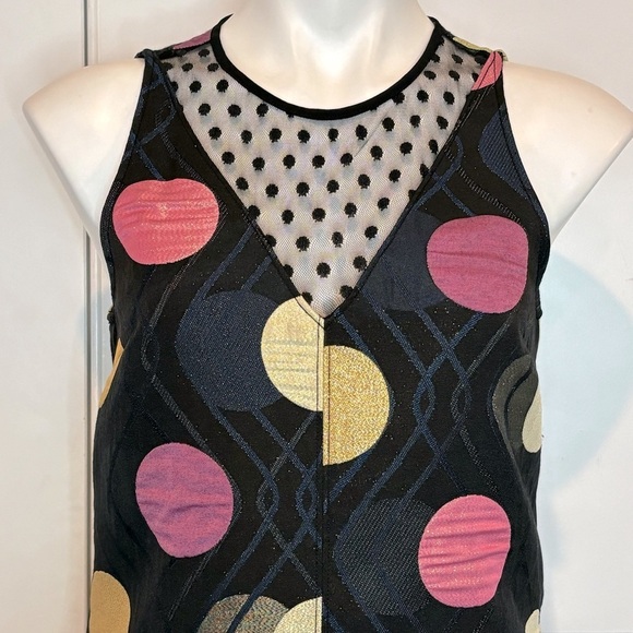 Anthro Maeve Lace Polka Dot Mixed Print Sleeveless Shift Dress XS - Picture 2 of 11